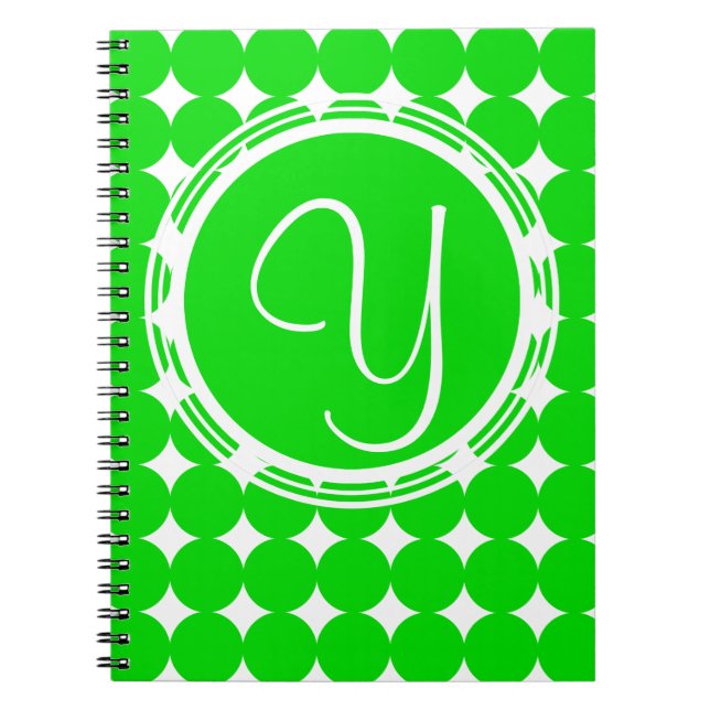Green Polka Dot Monogram Notebook (Front)