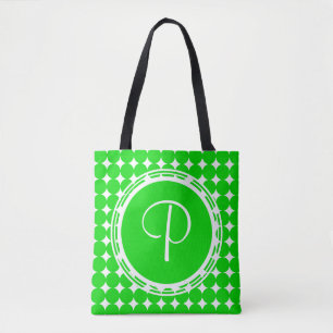 Green Polka Dot Monogram Tote Bag