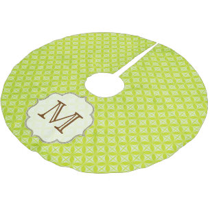 Green Polka Dot Patter Monogram Initial Tree Skirt