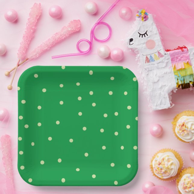 Green Polka Dot Pattern Paper Plate (Party)