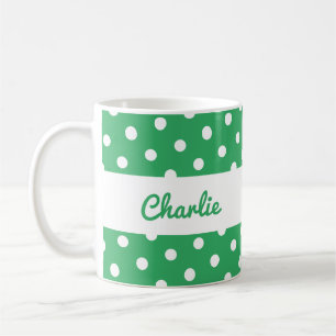 Green Polka Dot Pattern Retro Coffee Mug