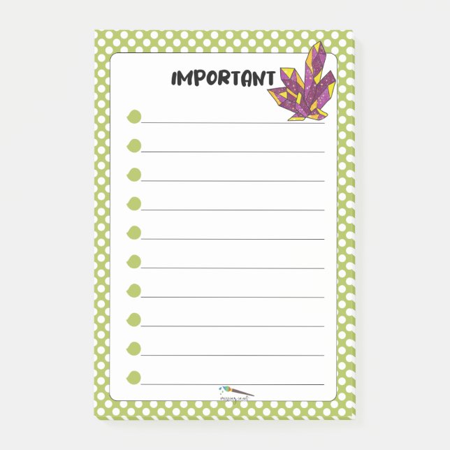 Green Polka Dot Red Diamond IMPORTANT Post-it Notes (Front)
