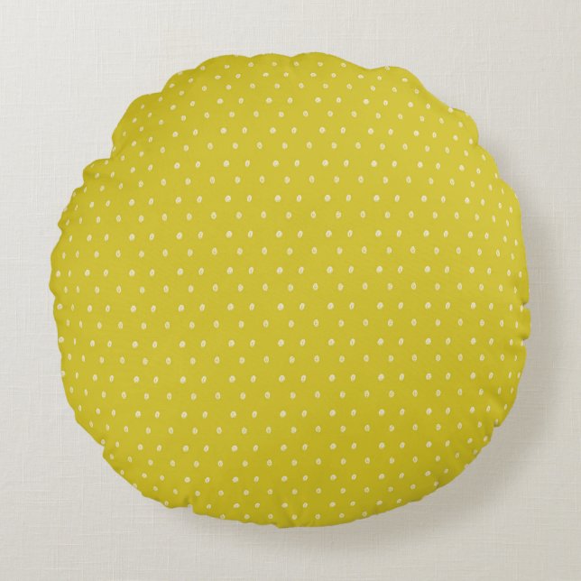 Green Polka Dot  Round Cushion (Front)