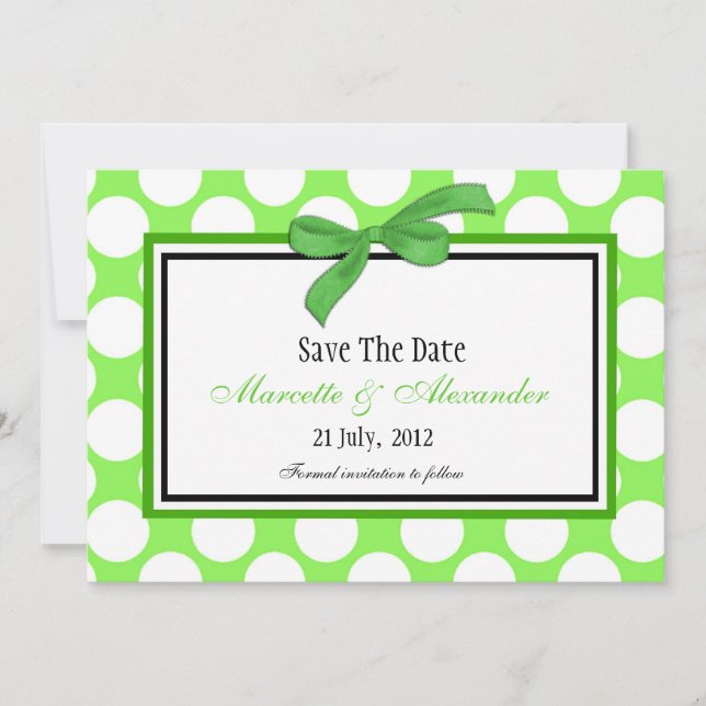 Green Polka Dot Save The Date (Front)