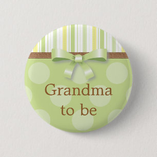 Green Polka Dot Stripes - "Grandma to Be" Pin