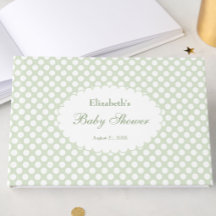Green Polka Dots Baby Shower Guest Book