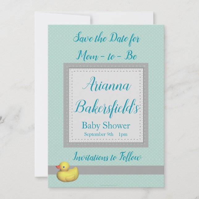 Green Polka Dots Baby Shower Save The Date (Front)