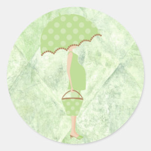 Green Polka Dots Baby Shower Stickers