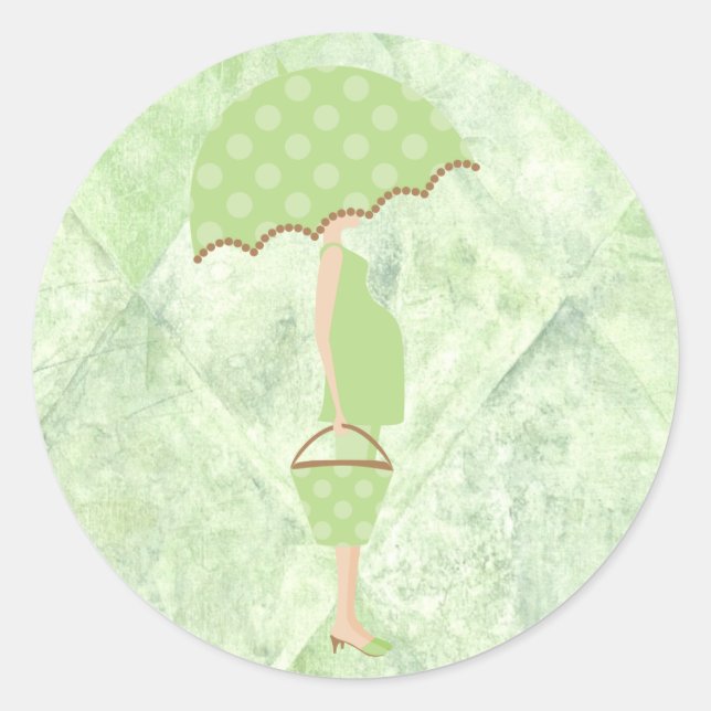 Green Polka Dots Baby Shower Stickers (Front)