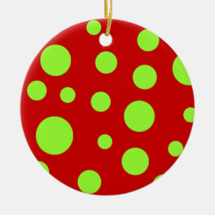 Green Polka Dots Ceramic Ornament