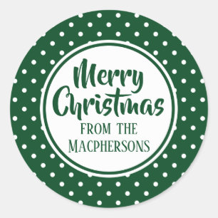 Green Polka Dots Christmas Stickers