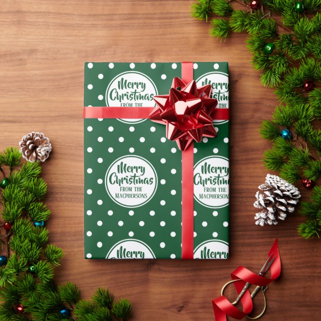 Green Polka Dots Christmas Wrapping Paper (Holiday Gift)