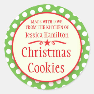Green polka dots cookie swap baking gift stickers