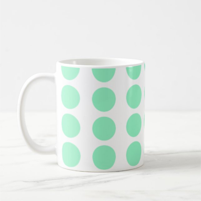Green Polka Dots Design Coffee Mug (Left)
