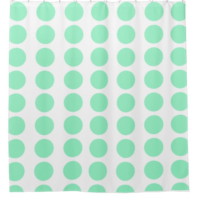Green Polka Dots Design Shower Curtain (Front)