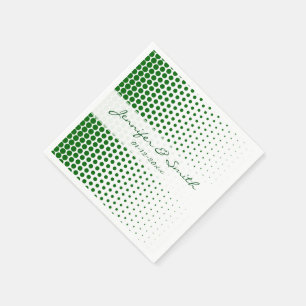 Green Polka Dots Modern White Napkin