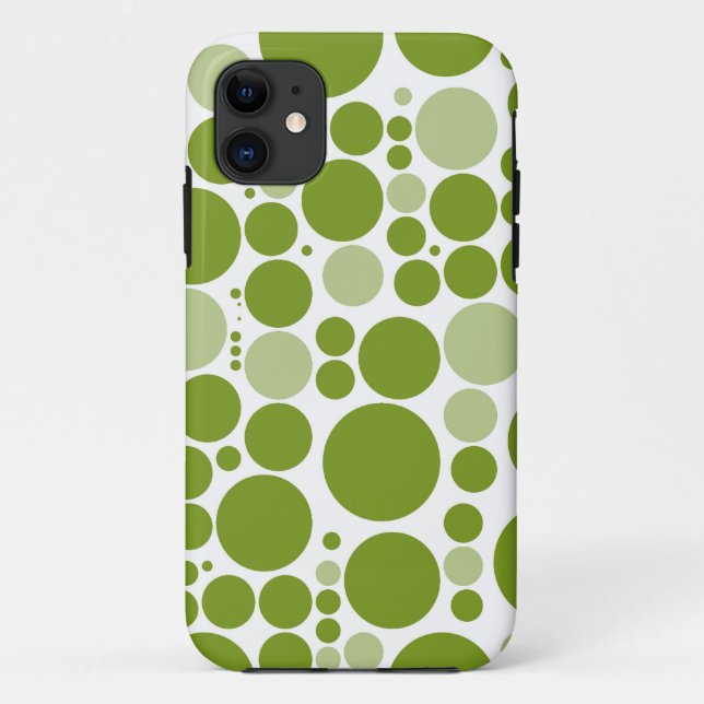 Green Polka Dots on White Case-Mate iPhone Case (Back)