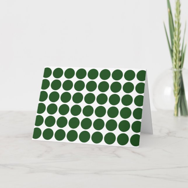 Green Polka Dots on White Holiday Card (Front)