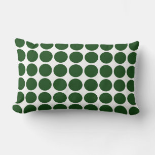 Green Polka Dots on White Lumbar Cushion