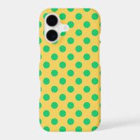Green polka dots on yellow 