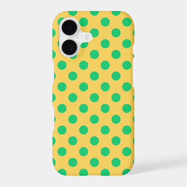 Green polka dots on yellow  iPhone case (Back)
