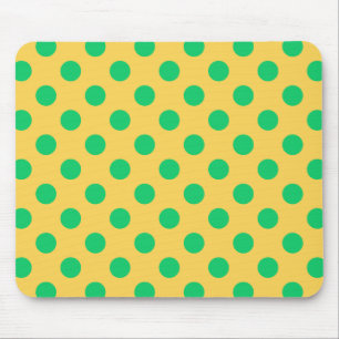 Green polka dots on yellow mouse pad