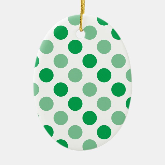 Green polka dots pattern ceramic tree decoration (Front)