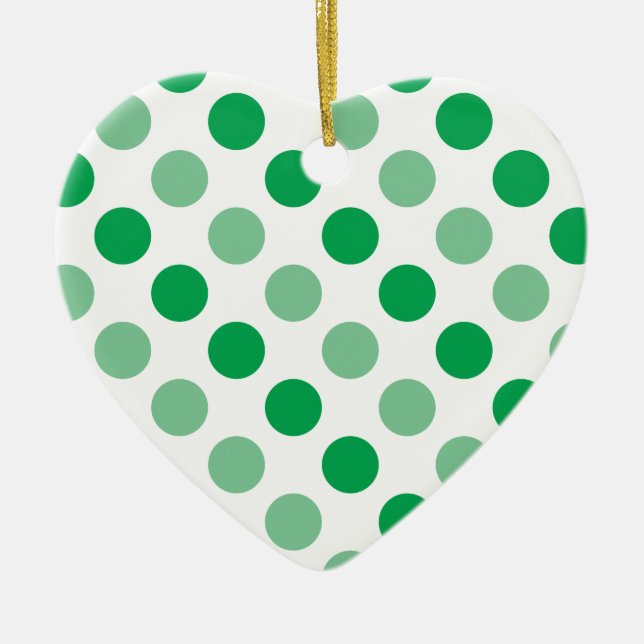 Green polka dots pattern ceramic tree decoration (Front)