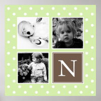 Green Polka Dots Pattern Custom Photo Collage