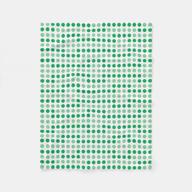 Green polka dots pattern fleece blanket (Front)