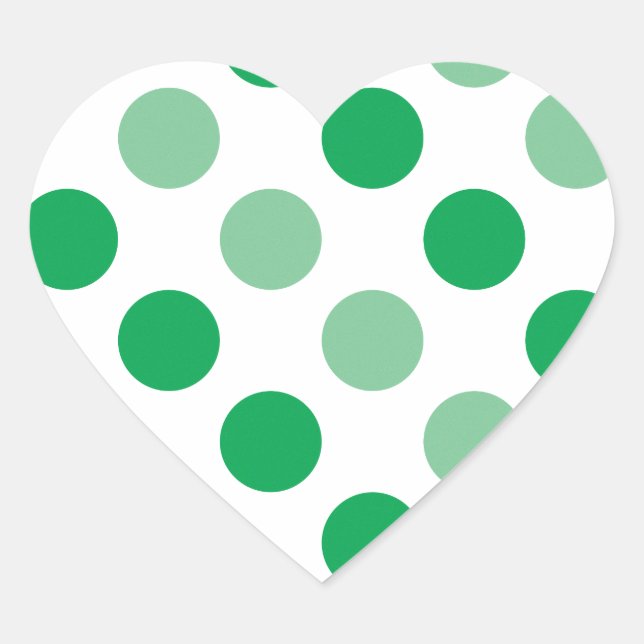 Green polka dots pattern heart sticker (Front)