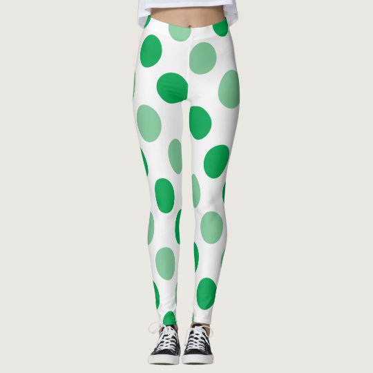 Green polka dots pattern leggings