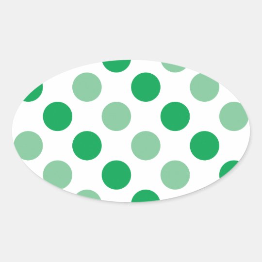 Green polka dots pattern oval sticker