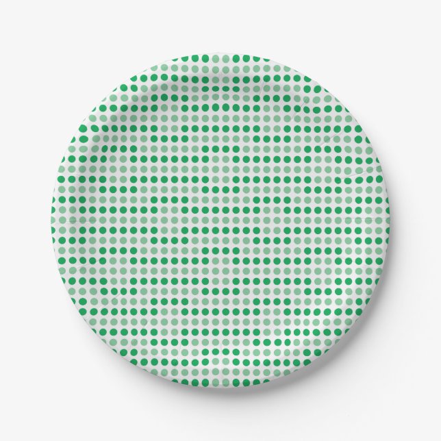 Green polka dots pattern paper plate (Front)