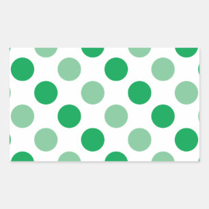 Green polka dots pattern rectangular sticker