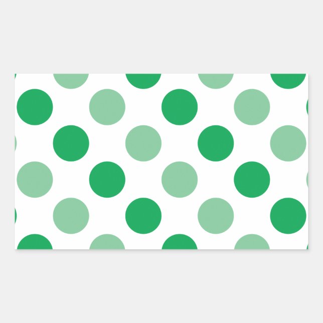 Green polka dots pattern rectangular sticker (Front)