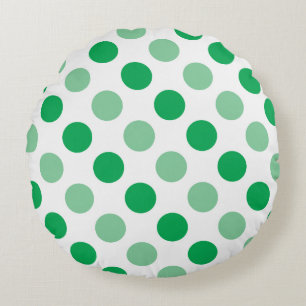 Green polka dots pattern round cushion
