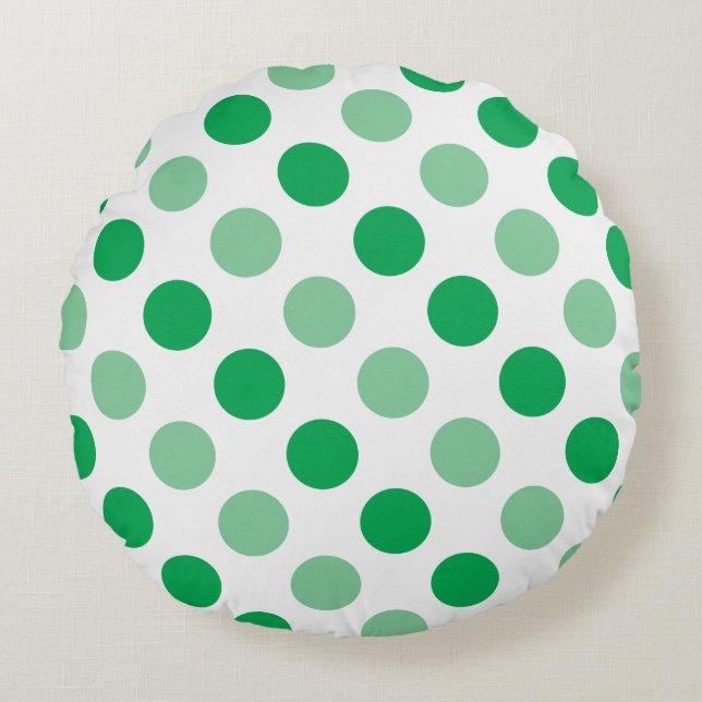 Green polka dots pattern round cushion (Front)