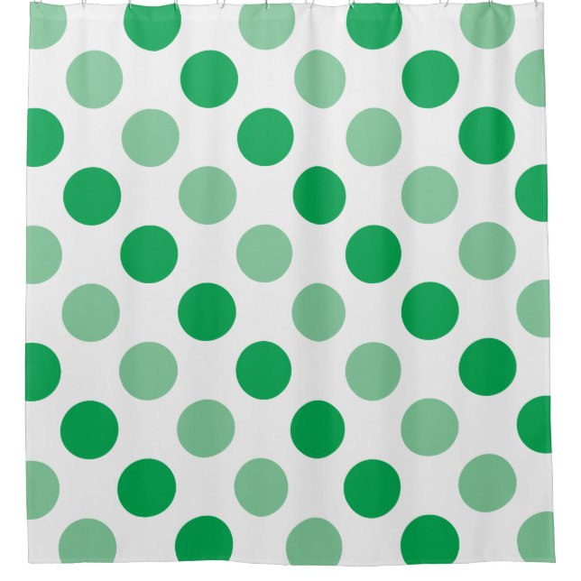 Green polka dots pattern shower curtain (Front)