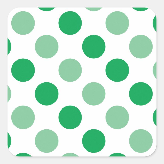 Green polka dots pattern square sticker (Front)