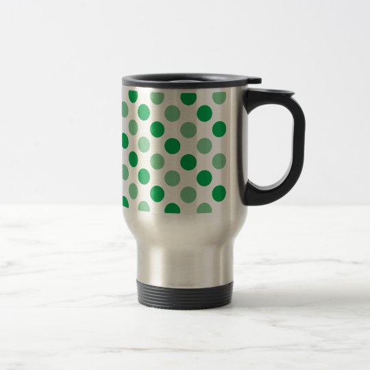 Green polka dots pattern travel mug