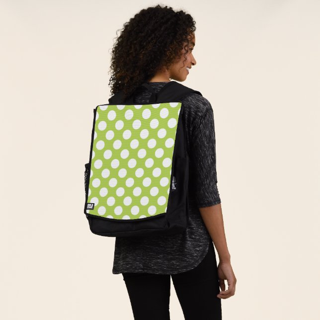 Green Polka Dots, Polka Dot Pattern, Dots, Dotted Backpack (Worn)