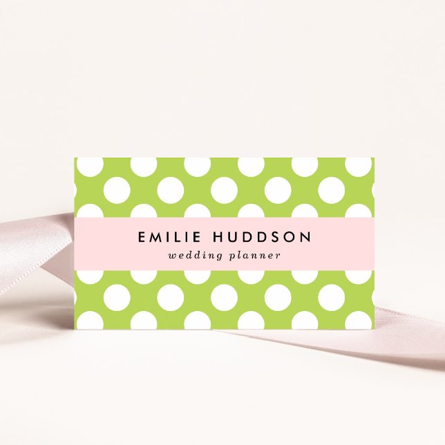 Green Polka Dots, Polka Dot Pattern, Dots, Dotted Business Card (Creator Uploaded)
