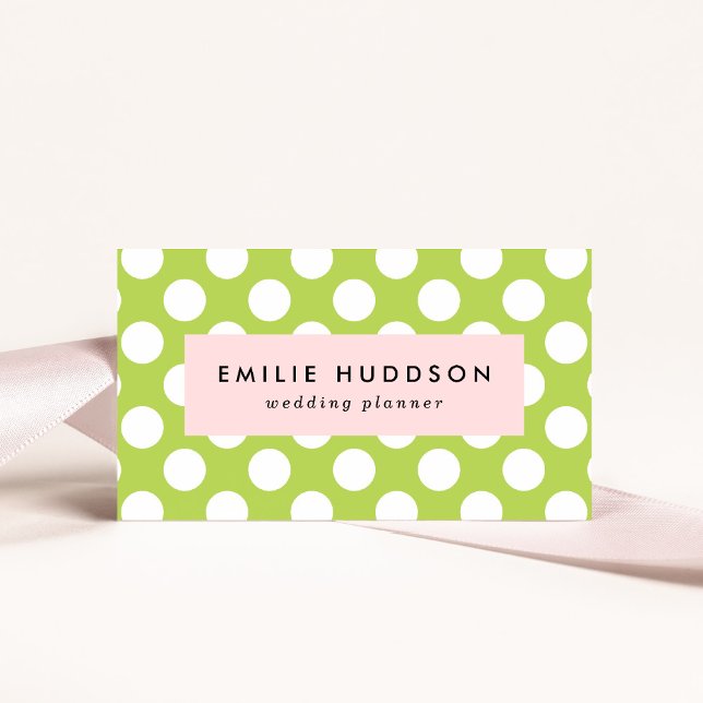 Green Polka Dots, Polka Dot Pattern, Dots, Dotted Business Card (Creator Uploaded)