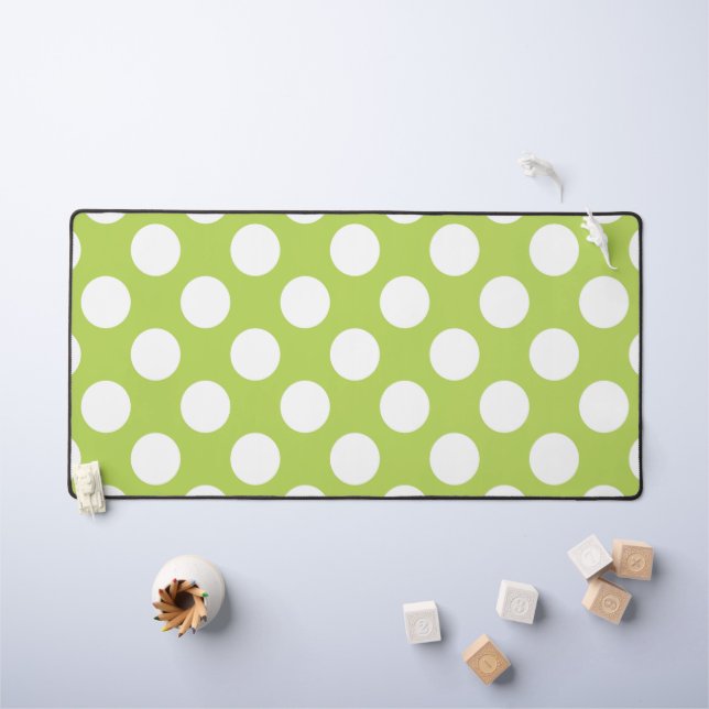 Green Polka Dots, Polka Dot Pattern, Dots, Dotted Desk Mat (Kids Table)