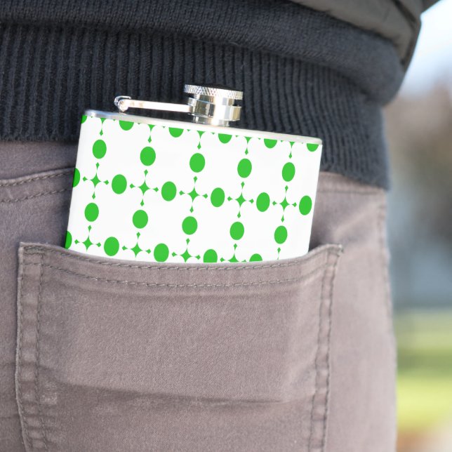 Green Polka Dots, Polka Dot Pattern, Dots, Dotted Hip Flask (In Situ)