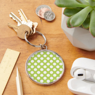 Green Polka Dots, Polka Dot Pattern, Dots, Dotted Key Ring