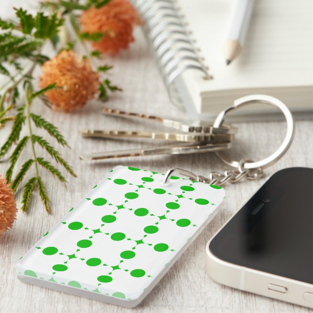 Green Polka Dots, Polka Dot Pattern, Dots, Dotted Key Ring (Front Right)