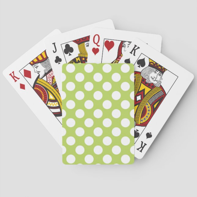 Green Polka Dots, Polka Dot Pattern, Dots, Dotted Playing Cards (Back)
