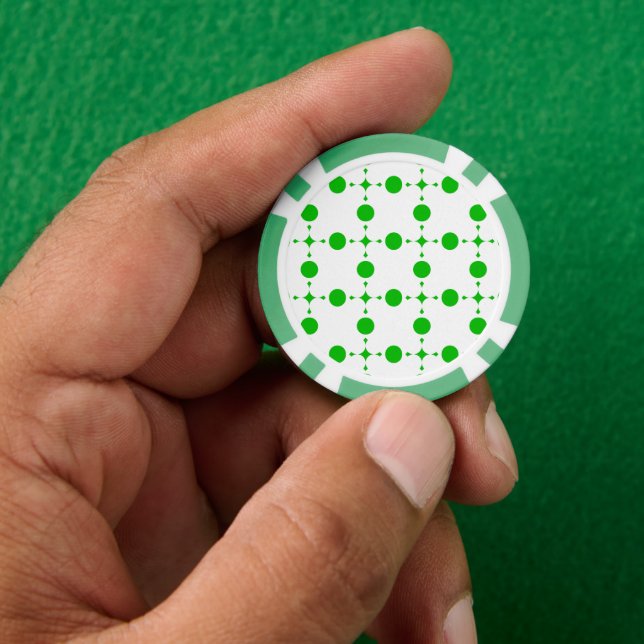 Green Polka Dots, Polka Dot Pattern, Dots, Dotted Poker Chips (Hand)